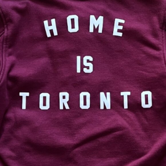 PEACE COLLECTIVE -  HOME IS TORONTO Button-Up Varsity Jacket - XS - Red/Burgundy - Picture 4 of 6
